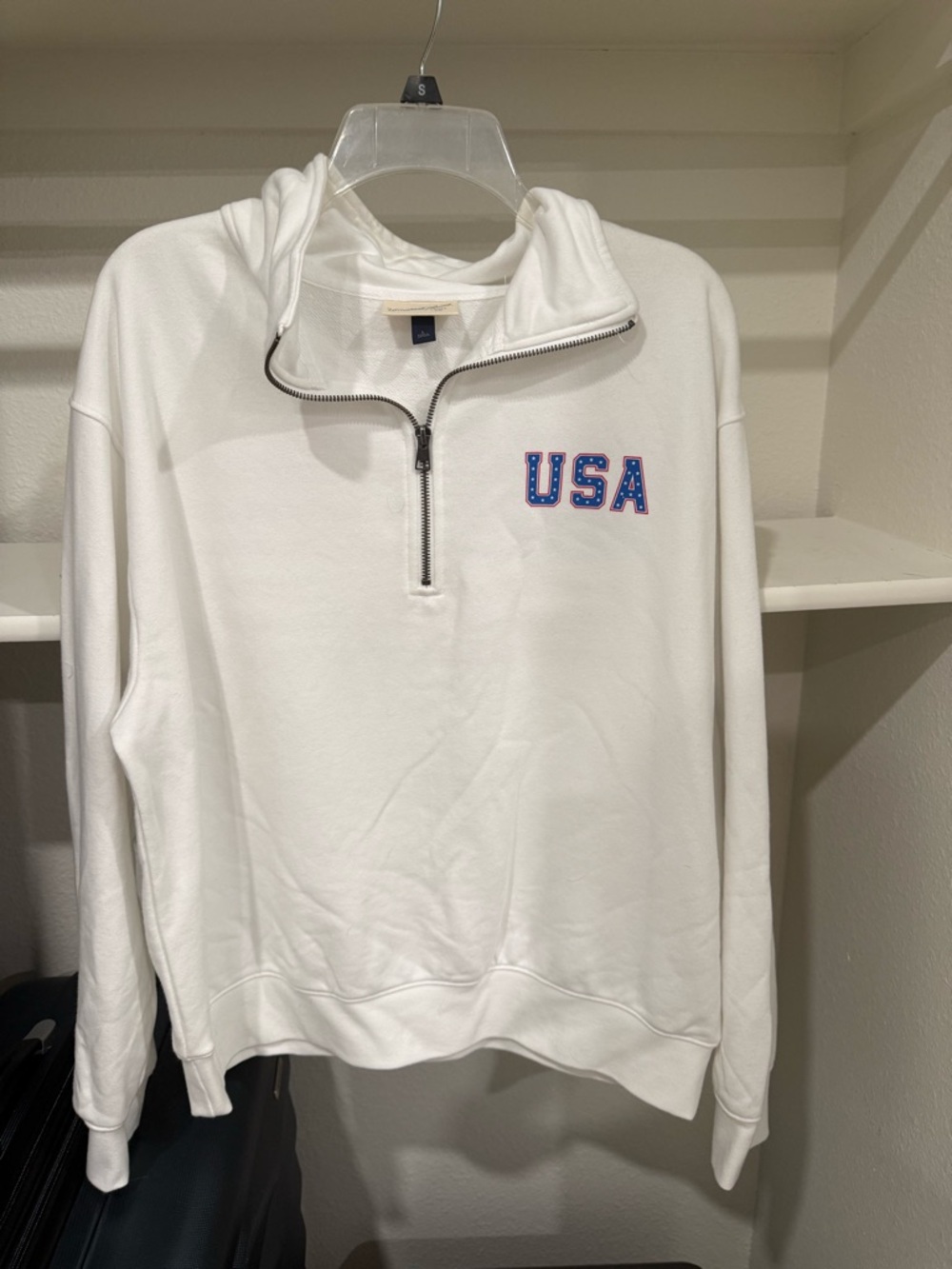 Universal Thread White Half-Zip Pullover with USA Lettering